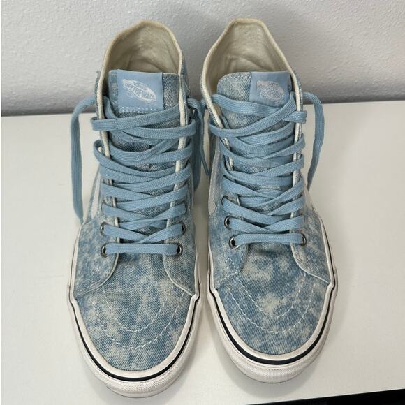 Vans Washed Blue White Sk8-Hi Taper Denim Winter Sky Skate Shoes 8 - Picture 2 of 15